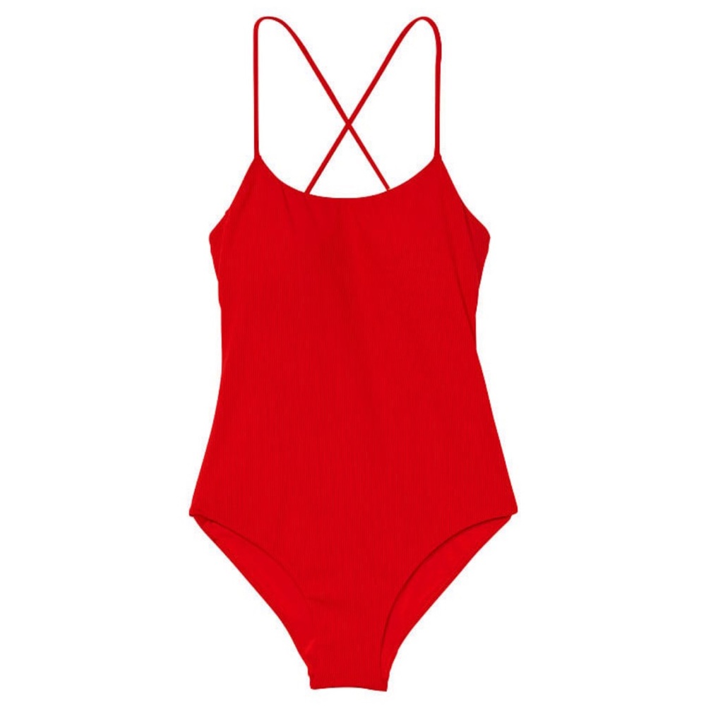 VS SCOOP ONE PIECE SWIMSUIT XXL RED RIB NWT - Picture 3 of 5
